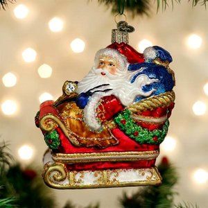 Santa In Sleigh Christmas Ornament with Keepsake Box | Old World Christmas | NWT